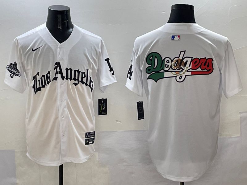 Men Los Angeles Dodgers Blank White Five generations Joint Name 2025 Nike MLB Jersey style 42